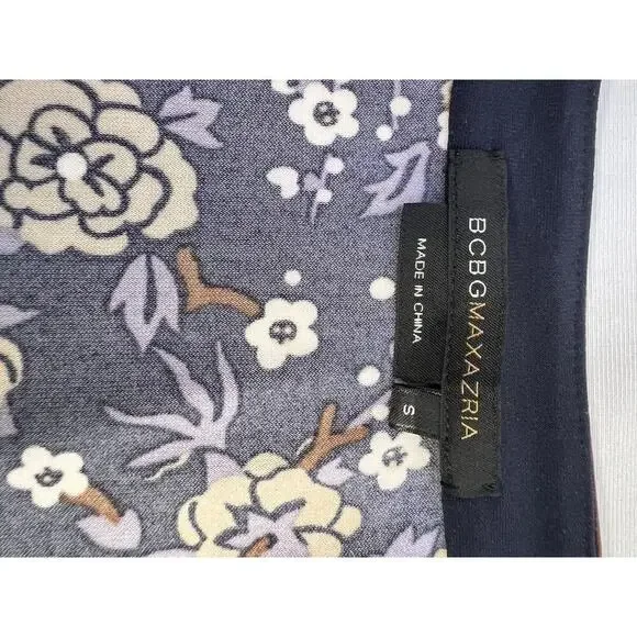 VTG BCBG Gorgeous Y2K Asian Print Kimono Wrap Top Women’s Small Blue Brown - Picture 8 of 11